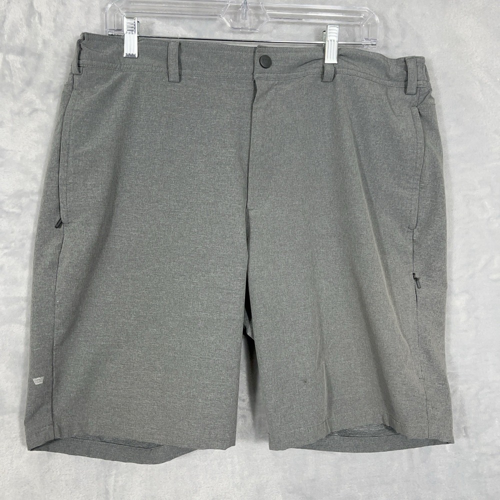 Mack Weldon Mens Radius Shorts Golf Performance XL Gray Stretch Zip Pockets
